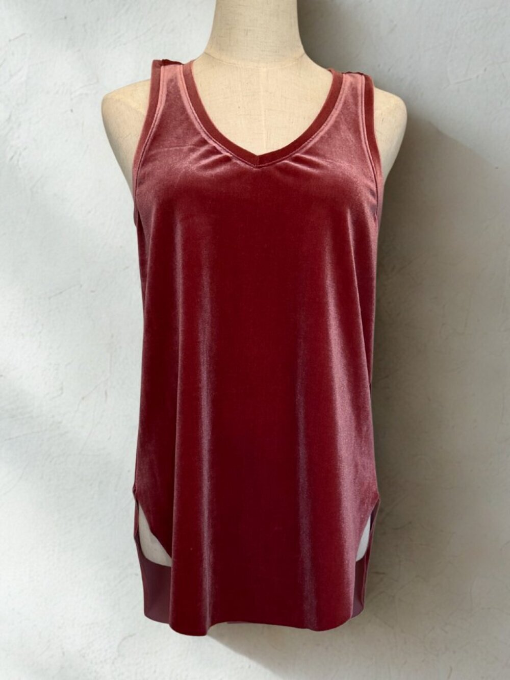 Another Love Mauve Pink Velvet Longline Tank Size Small
